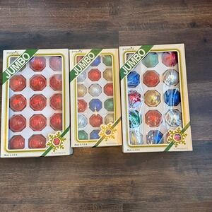 Vintage Pyramid Jumbo Christmas Ornaments Red Design Made in USA Bundle of 3